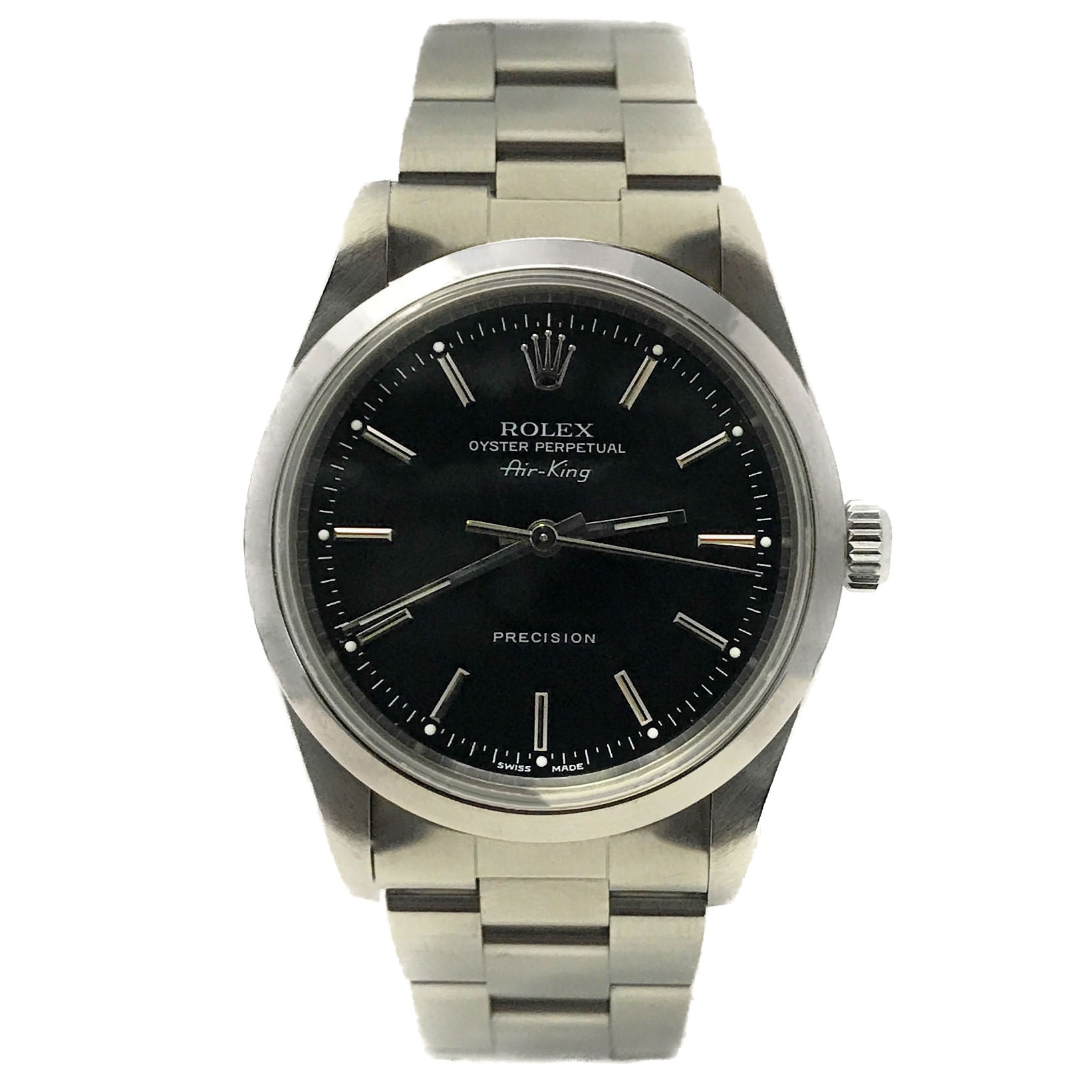 Rolex Air,King 14000 Black Stick dial and Stainless Steel Smooth Bezel (Certified Pre,Owned)